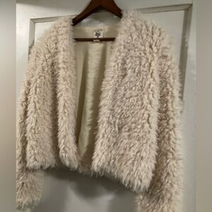 Billabong medium faux fur open cropped jacket